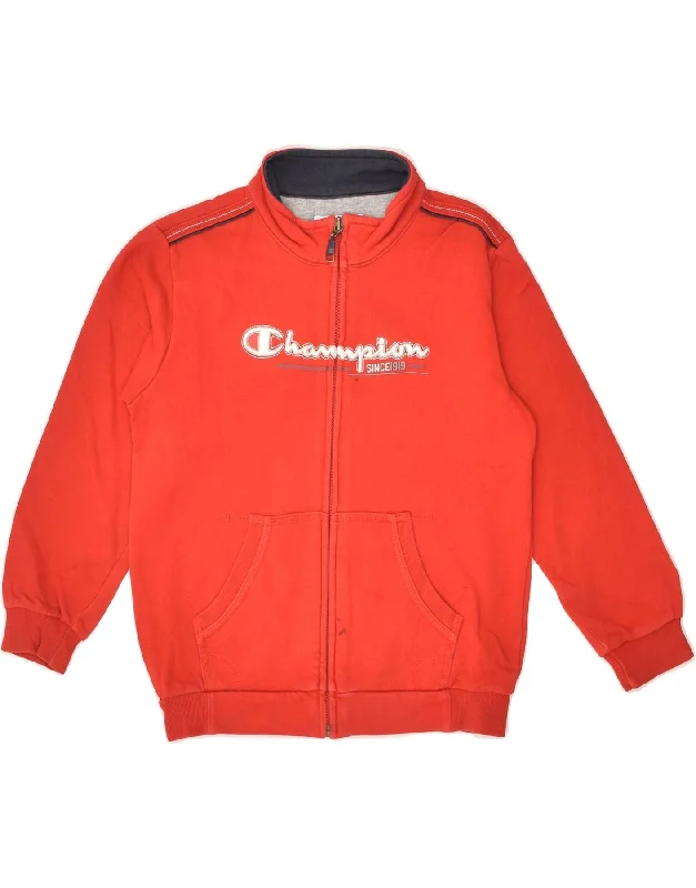 men's quilted jackets for rain -CHAMPION Boys Graphic Tracksuit Top Jacket 5-6 Years XS Red Cotton