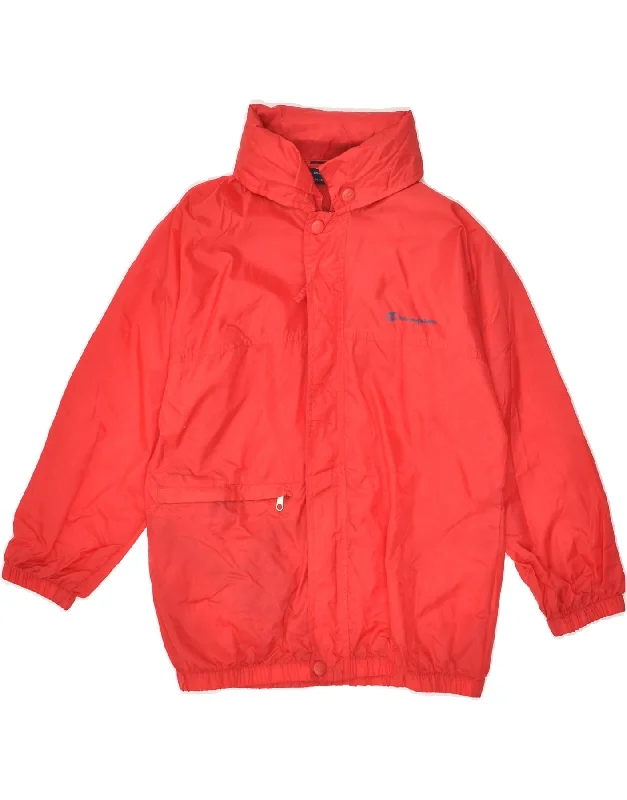 men's slim-fit jackets -CHAMPION Boys Hooded Rain Jacket 7-8 Years Small Red Polyester