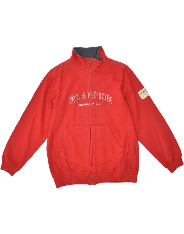 men's outerwear jackets for hiking -CHAMPION Boys Rochester Tracksuit Top Jacket 9-10 Years Medium  Red Cotton