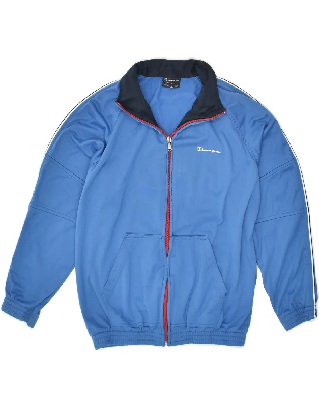 men's workwear jackets -CHAMPION Boys Tracksuit Top Jacket 11-12 Years Large  Blue Polyester