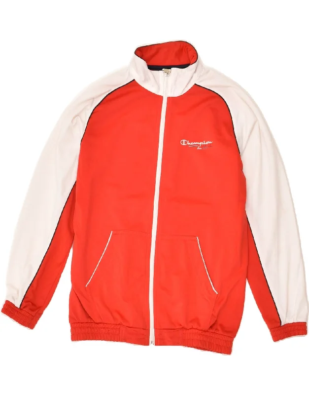 men's denim jackets -CHAMPION Boys Tracksuit Top Jacket 11-12 Years Large  Red Colourblock