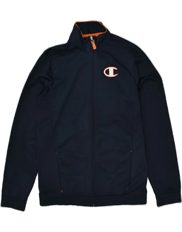 men's casual quilted jackets -CHAMPION Boys Tracksuit Top Jacket 13-14 Years XL Navy Blue