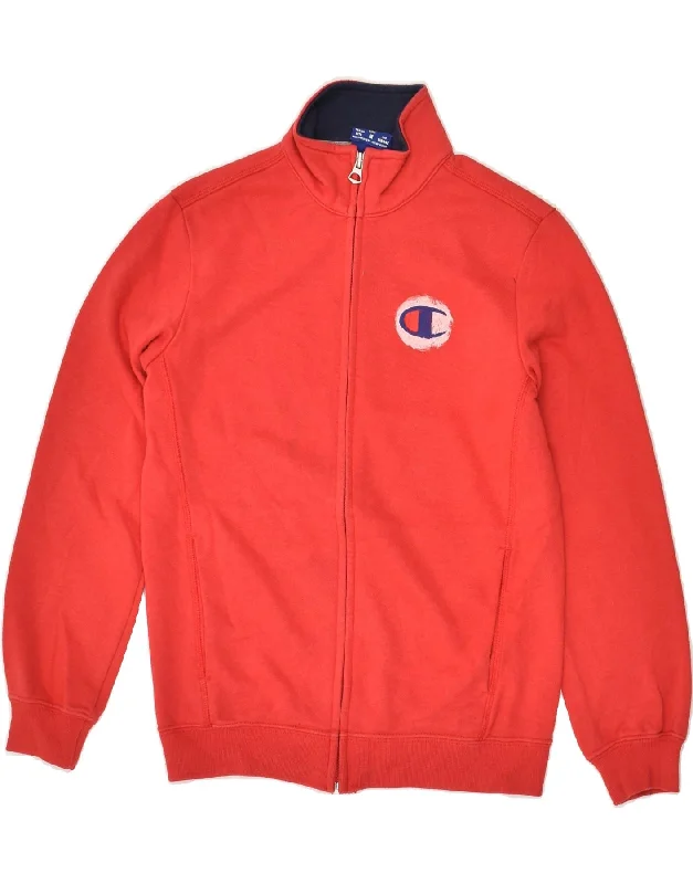 men's everyday jackets -CHAMPION Boys Tracksuit Top Jacket 9-10 Years Medium  Red Cotton