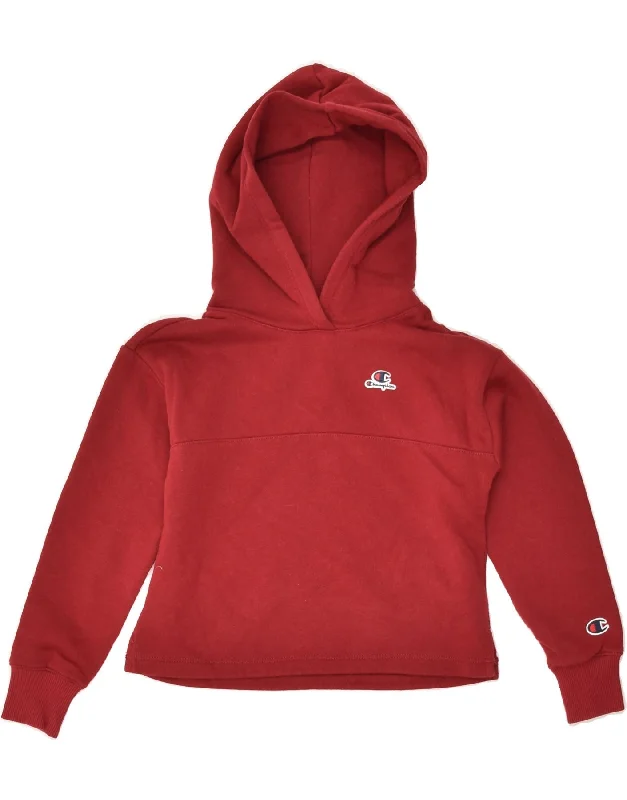 men's hoodie for running -CHAMPION Girls Graphic Hoodie Jumper 7-8 Years Small Red Cotton