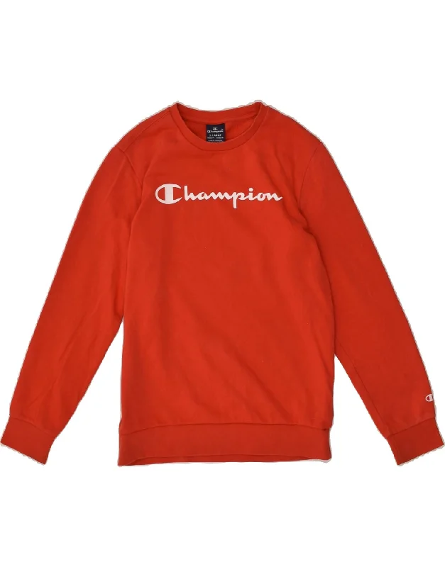 men's casual zip-up hoodies -CHAMPION Girls Graphic Sweatshirt Jumper 13-14 Years XL Red Cotton