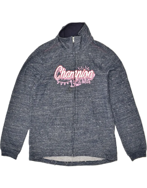 men's jacket for autumn wear -CHAMPION Girls Graphic Tracksuit Top Jacket 13-14 Years XL Grey Cotton