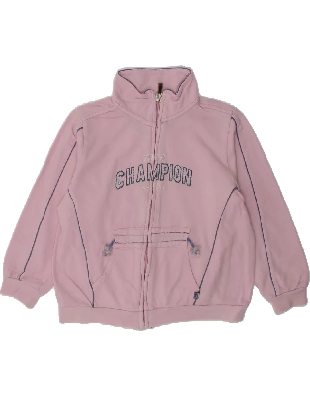 men's leather jacket with lining -CHAMPION Girls Graphic Tracksuit Top Jacket 2-3 Years XL Pink