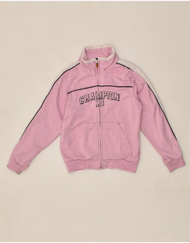 men's stylish parkas -CHAMPION Girls Graphic Tracksuit Top Jacket 5-6 Years XS  Pink Polyester