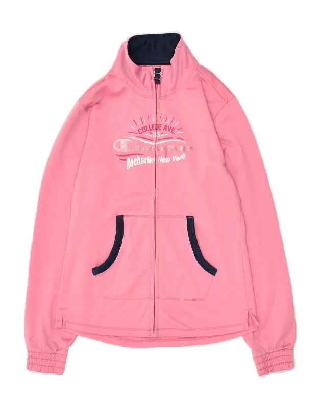 men's fashionable winter jackets -CHAMPION Girls Graphic Tracksuit Top Jacket 9-10 Years Medium  Pink