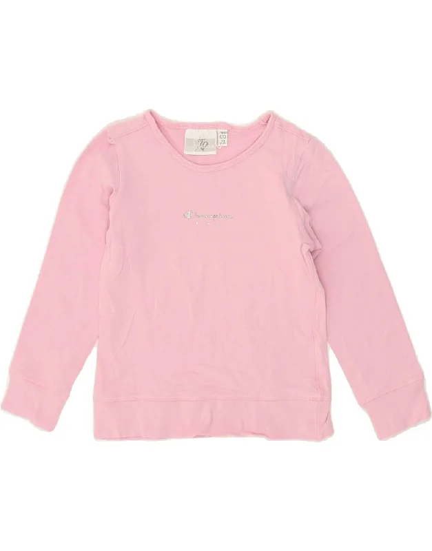 men's warm hoodie jackets -CHAMPION Girls Sweatshirt Jumper 7-8 Years Pink Cotton