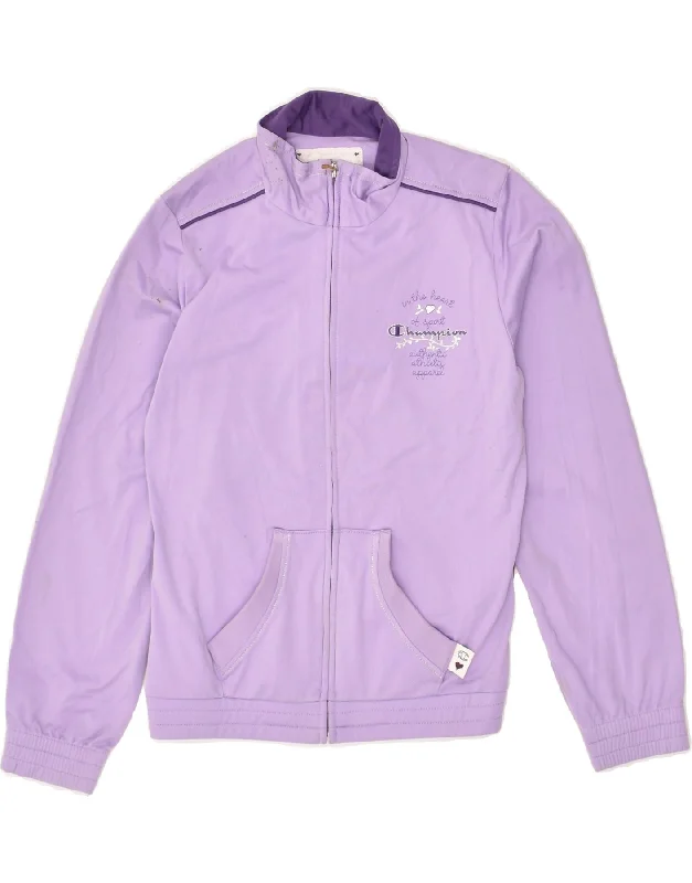 men's stylish jackets for winter -CHAMPION Girls Tracksuit Top Jacket 11-12 Years Large Purple Polyester