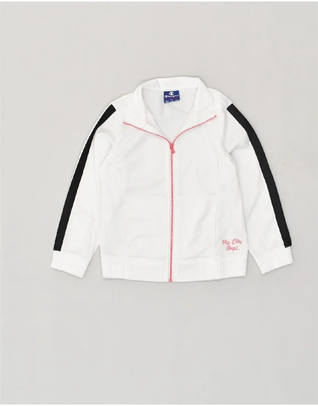 men's classic jackets -CHAMPION Girls Tracksuit Top Jacket 5-6 Years XS  White Polyester