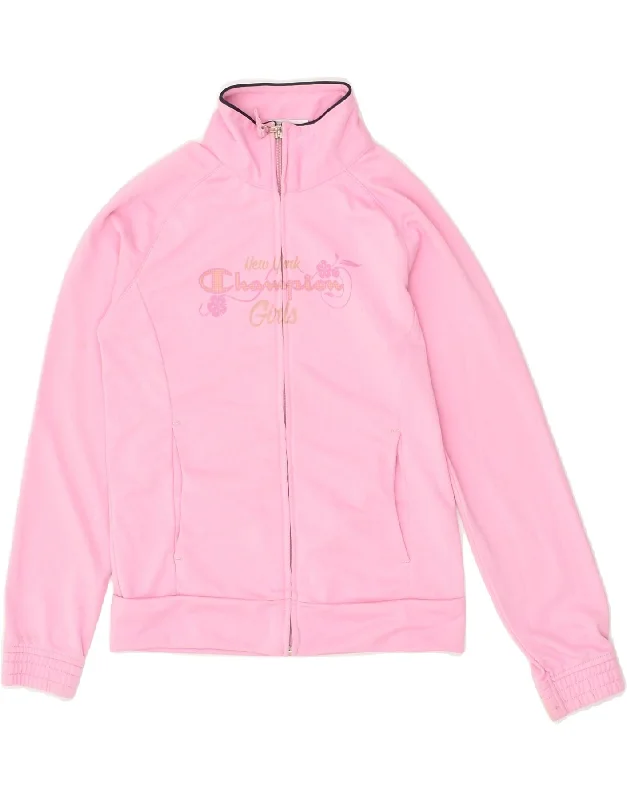 men's outdoor adventure jackets -CHAMPION Girls Tracksuit Top Jacket 9-10 Years Medium Pink Polyester