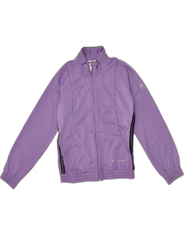 men's custom jackets -CHAMPION Girls Tracksuit Top Jacket 9-10 Years Medium   Purple Polyester