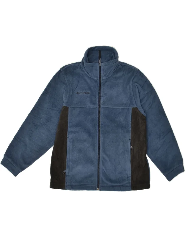 men's athletic jackets for outdoor -COLUMBIA Boys Fleece Jacket 10-11 Years Navy Blue Colourblock