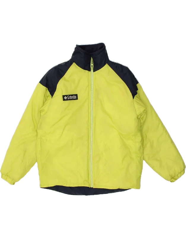 men's insulated jackets for snow -COLUMBIA Boys Windbreaker Jacket 14-15 Years Yellow Polyester