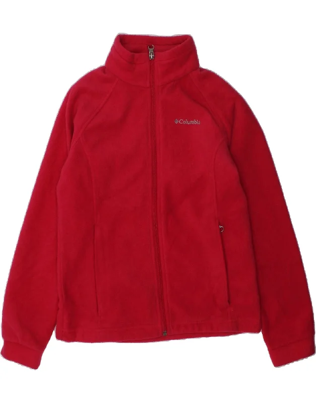 men's quilted jackets -COLUMBIA Girls Fleece Jacket 10-11 Years Medium Red Polyester