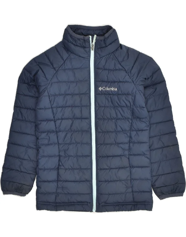 men's travel jackets -COLUMBIA Girls Padded Jacket 7-8 Years Small Navy Blue