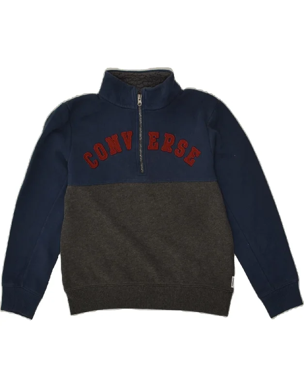 men's pullover sweatshirts -CONVERSE Boys Graphic Sweatshirt Jumper 10-11 Years Medium Navy Blue