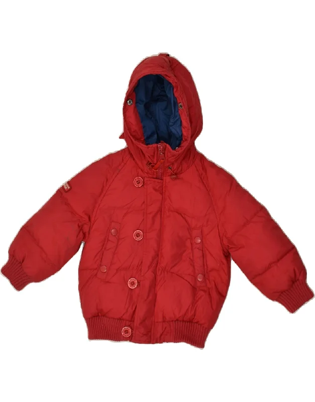 men's stylish denim jackets -DIADORA Boys Hooded Padded Jacket 2-3 Years Red Polyester