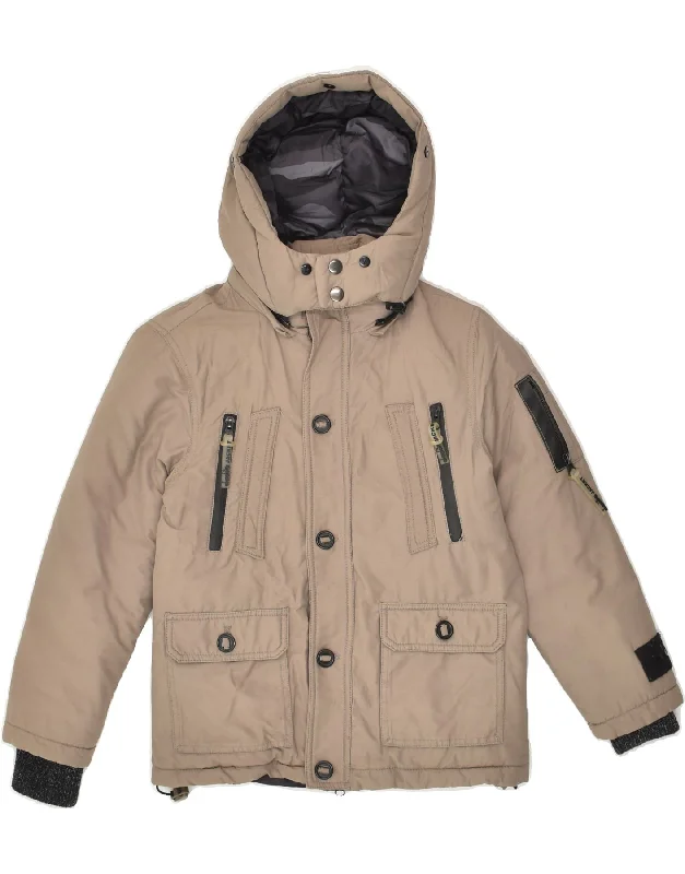 men's jacket for autumn wear -DIADORA Boys Hooded Windbreaker Jacket 7-8 Years Small Brown Cotton