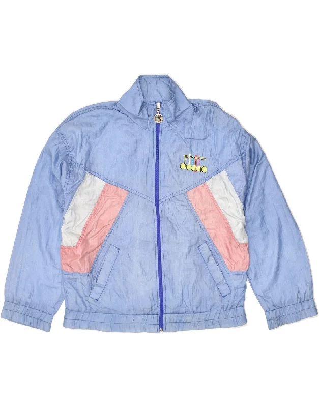 men's leather jackets -DIADORA Girls Bomber Jacket 13-14 Years Blue Colourblock Polyamide