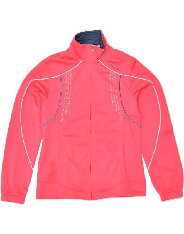 men's comfortable fleece jackets -DIADORA Girls Graphic Tracksuit Top Jacket 12-13 Years Pink Polyester