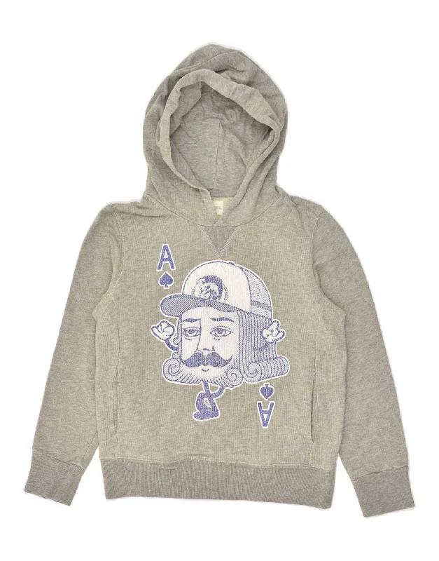 men's soft cotton hoodies -DIESEL Boys Graphic Hoodie Jumper 12-13 Years Large Grey Cotton