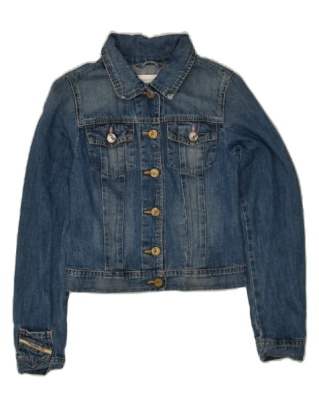 men's parka jackets for cold weather -DIESEL Girls Crop Denim Jacket 9-10 Years Blue Cotton