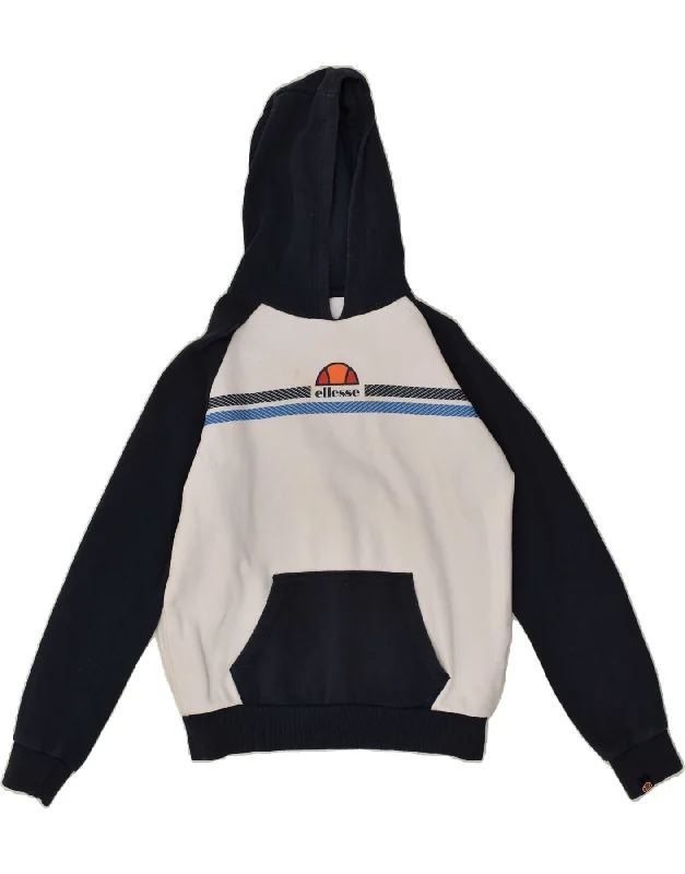 men's warm winter hoodies -ELLESSE Boys Hoodie Jumper 13-14 Years White Colourblock Cotton