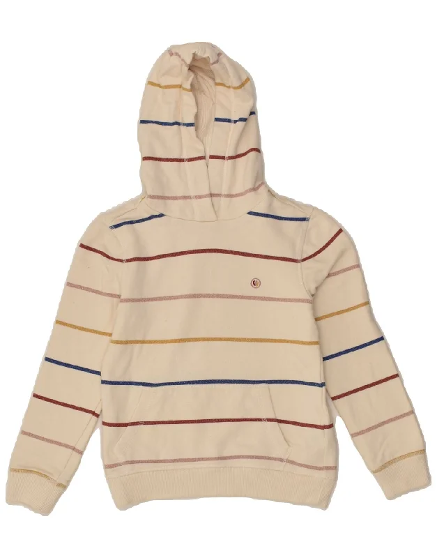 men's athletic hoodies -FAT FACE Girls Hoodie Jumper 7-8 Years Beige Striped Cotton