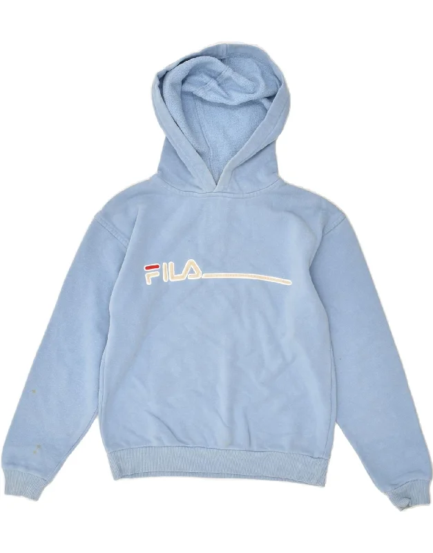 men's light hoodie for spring -FILA Boys Graphic Hoodie Jumper 6-7 Years Blue Cotton