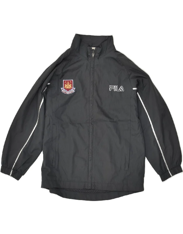 men's winter jackets -FILA Boys West Ham United F.C Tracksuit Top Jacket 11-12 Years Grey