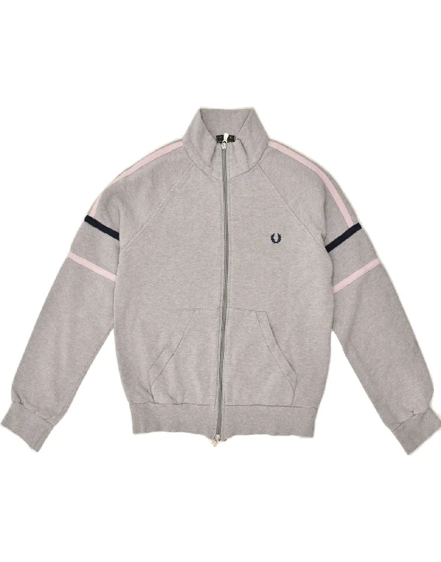 men's insulated jackets for snow -FRED PERRY Girls Tracksuit Top Jacket 13-14 Years Large Grey Cotton