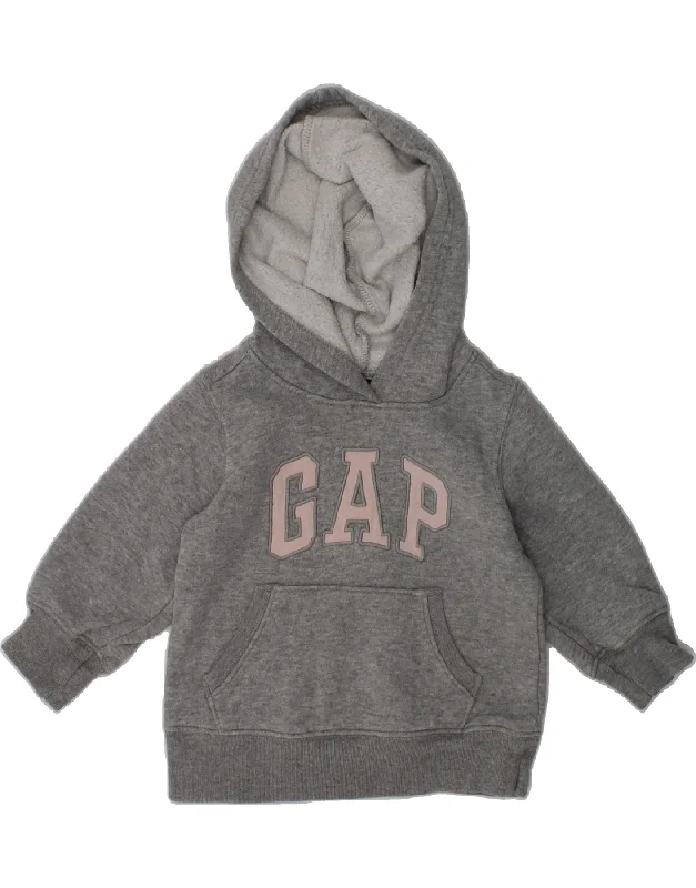 men's hoodie for sports activities -GAP Baby Girls Graphic Hoodie Jumper 12-18 Months Grey Cotton