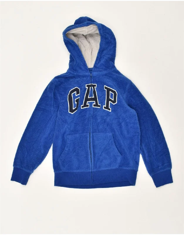 men's work jackets -GAP Boys Graphic Fleece Jacket 10-11 Years Large Blue Polyester