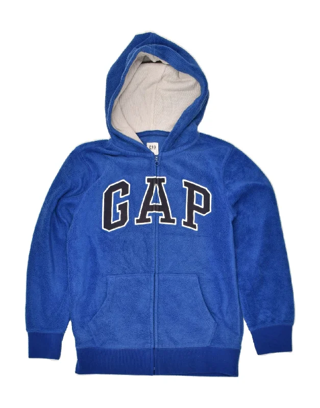 men's lightweight puffer jackets -GAP Boys Graphic Hooded Fleece Jacket 10-11 Years Large Blue