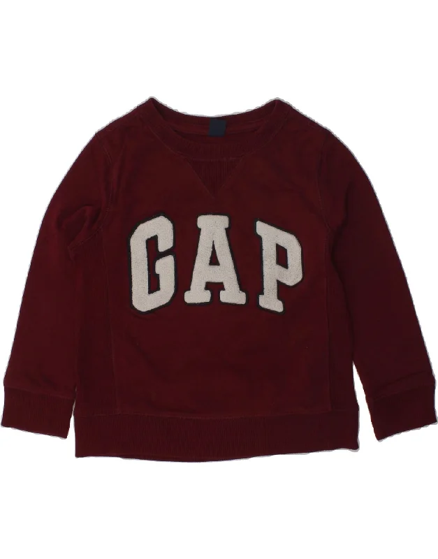 men's fleece zip-up hoodies -GAP Boys Graphic Sweatshirt Jumper 3-4 Years Burgundy Cotton