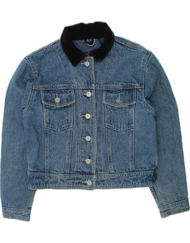 men's stylish leather bomber jackets -GAP Girls Denim Jacket 11-12 Years XL  Blue Cotton