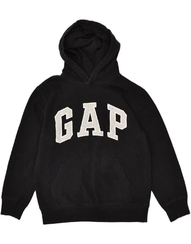 men's cotton hoodies -GAP Girls Graphic Hoodie Jumper 15-16 Years XL  Black Cotton