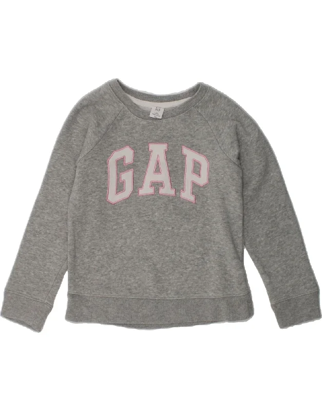 men's hoodie with bold prints -GAP Girls Graphic Sweatshirt Jumper 4-5 Years Grey