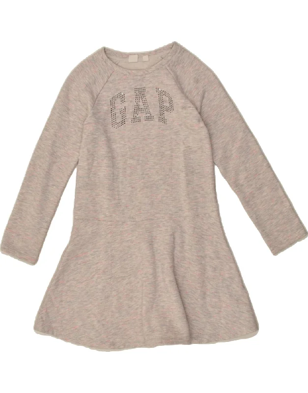 men's hoodie for fall season -GAP Girls Graphic Sweatshirt Jumper Dress 9-10 Years Grey Cotton