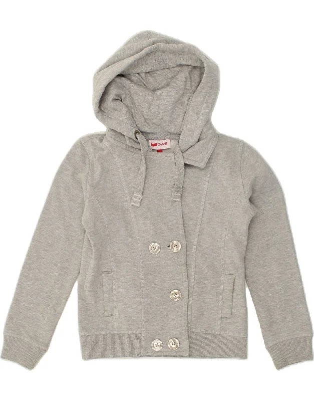 men's windproof jackets -GAS Girls Hooded Bomber Jacket 7-8 Years Grey Cotton