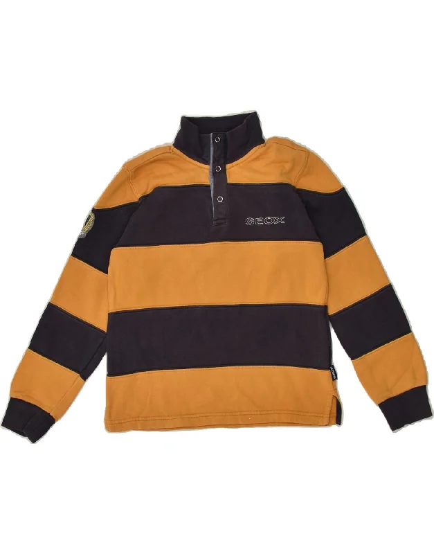 men's printed graphic sweatshirts -GEOX Boys Respira Button Neck Sweatshirt Jumper 5-6 Years Yellow Striped