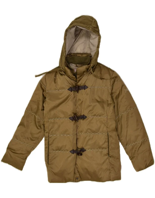 men's comfortable fleece jackets -GEOX Girls Hooded Duffle Jacket 9-10 Years Khaki Polyester