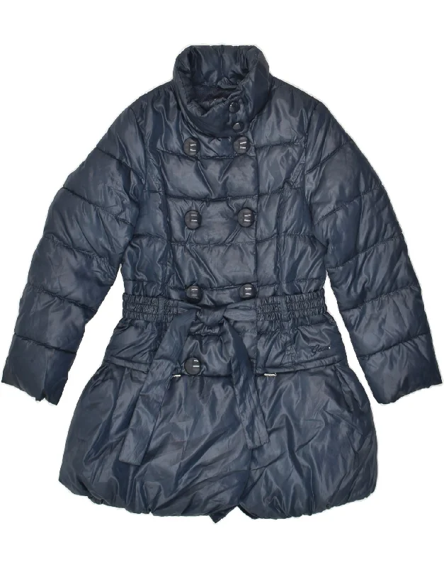 men's athletic jackets for outdoor -GEOX Girls Padded Jacket 7-8 Years Navy Blue Polyester