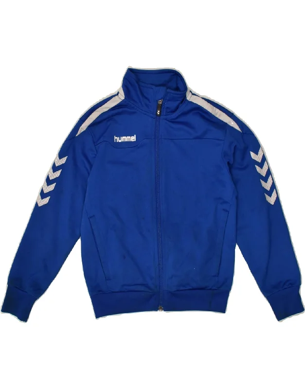 men's fleece jackets -HUMMEL Boys Graphic Tracksuit Top Jacket 5-6 Years Blue Polyester