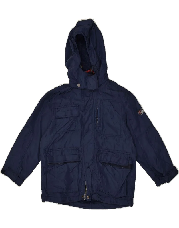 men's parka jackets for cold weather -INVICTA Boys Hooded Utility Jacket 5-6 Years Navy Blue Nylon