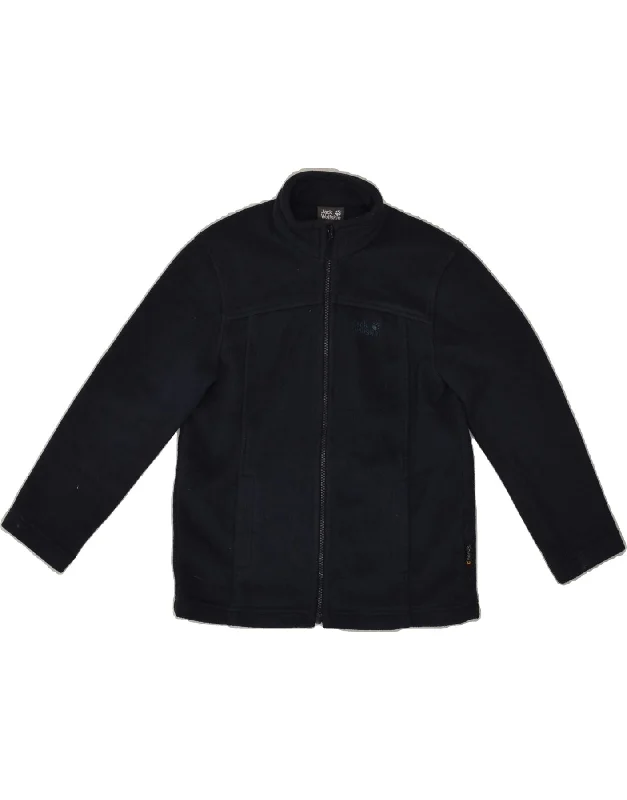 men's puffer jackets -JACK WOLFSKIN Girls Fleece Jacket 9-10 Years Navy Blue Polyester