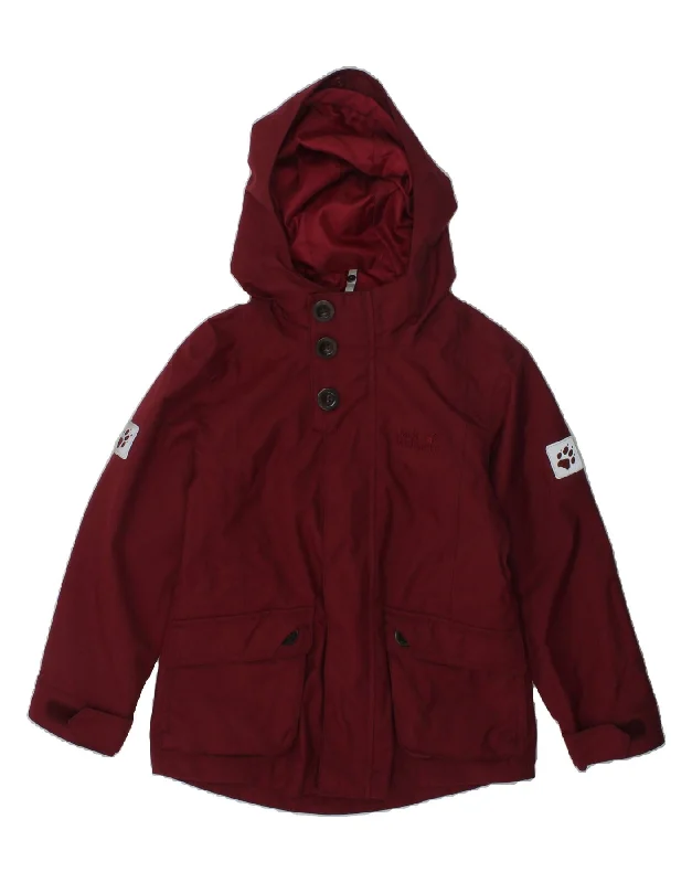 men's bomber jackets -JACK WOLFSKIN Girls Hooded Windbreaker Jacket 4-5 Years Burgundy Polyamide